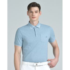 닥스 골프 25SS PREMIUM 블루 스트라이프 린넨믹스 반팔 카라티 DGTS5B322B1