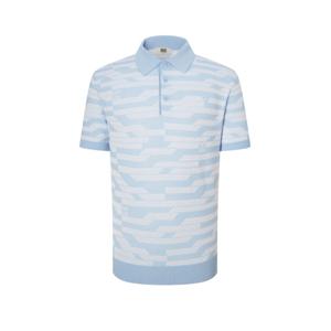 닥스 골프 25SS PREMIUM 블루 전판패턴 반팔 니트 DGSW5B522B4