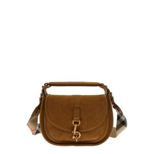 BURBERRY B Clip Brown Small Handbag with Clasp Closure and Adjustable Shoulder Strap with Check Motif in Suede Woman 8107708B8630