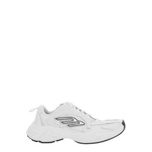 BALENCIAGA Monday White Low Top Sneakers with Logo Detail on the Side and Size Patch on the Heel in Leather Woman 825417WDWTS9110