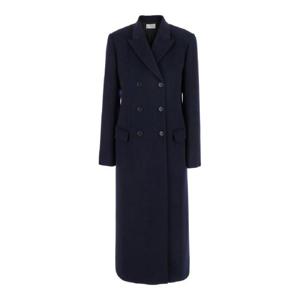 THE ROW Woody Blue Double-Breasted Coat with Peak Revers in Cashmere Woman 8338W3140NVY