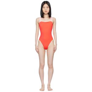 25 SS 베르사체 여성 오렌지 그레카 보더 스윔수트 242653F103021