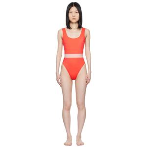 25 SS 베르사체 여성 오렌지 그레카 보더 스윔수트 242653F103017
