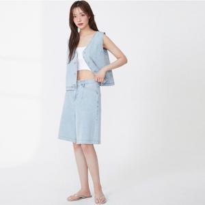 플라스틱아일랜드  (PR2DP661) 밑단데끼 5부 카펜터데님 팬츠