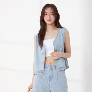 플라스틱아일랜드  (PR2DV661) 투웨이 데님 베스트