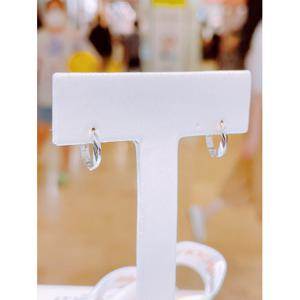 미니골드 14K 심플웨이브링귀걸이 화이트(10mm) ECPM4083W