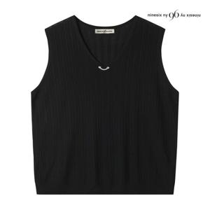 [나인식스뉴욕]V넥 체인 포인트 민소매 니트 (NP7KP002M0)