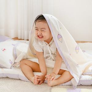 젤라또 풍기 인견 아사 양면 천연 쿨링 아기 유아 여름이불 토퍼세트 (베개솜포함)