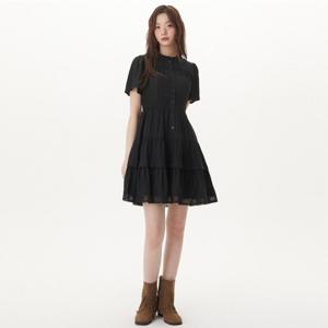 플라스틱아일랜드  (PR2WO509) 프릴 네크라인 레이스 원피스