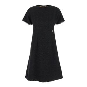 Dolce   Gabbana 로고 플라크 트위드 반팔 드레스 F6ARVTHUMUA N000 TP934678431