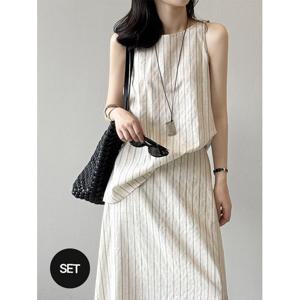 [헤레이스]린넨 스트라이프 스커트 셋업_YMSH25SS969