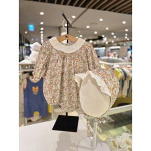 [블루독베이비] 25 FW(OR)소프트 플라워 바디수트 (45A1360405)신생아 백일 돌 선물 유아 조카 아가옷 모자