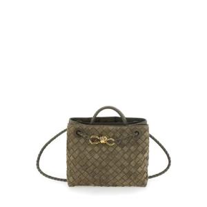 BOTTEGA VENETA Andiamo Green Small Handbag with Sliding Shoulder Strap with Knot Detail and Intrecciato Motif in Suede Woman 766014V1QE63231