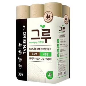 그루 무표백 천연펄프 3겹 화장지 30M x