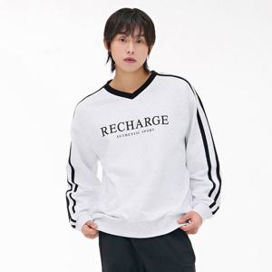[체이스컬트]남성 테이프 배색 브이넥 맨투맨 티셔츠-EARK5133B0E