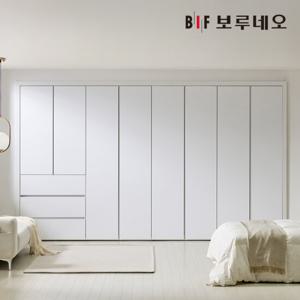 보루네오 E0 네오3단서랍 여닫이 붙박이장 390cm 13자 매립형 손