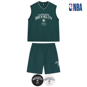 [엔비에이]남성 BKN 팀 우븐 오버핏 슬리브리스 하프팬츠 셋업 N252TSPT441P