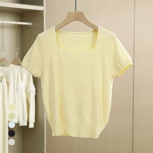 [카라]KARRA 베이직스퀘어넥숏슬리브니트_A5M0372