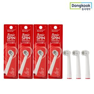 동국제약 덴트릭스 전동칫솔 소닉스핀 교체용 칫솔모(3P) 4개