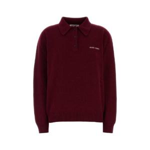MIU MIU Burgundy cashmere polo shirt MMLB71SOOO17SA F0399