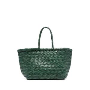 DRAGON DIFFUSION Triple Jump Green Handbag with Two Top Handles and Woven Design in Leather Woman 8811FOREST