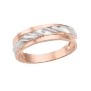 [로이드] 로즈 화이트 투톤 라인 14K 반지 남성 커플링 LRM19085G