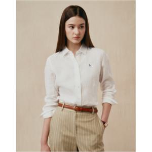 헤지스 여성 25SS 시즌오프아이코닉 린넨 셔츠 화이트 HSSH5BC30WT