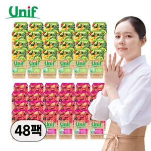 유니프 과채주스 믹스 그린 베지터블 주스24팩+믹스베리 24팩 (총200ml 48팩)
