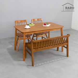 라로퍼니처 알토 1250 원목 4인 회전의자 식탁 세트 (식탁+의자2+벤치1)
