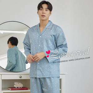 [러브어필] 국산 60수 주자면 딥블루 남자 상하잠옷(MP9565)