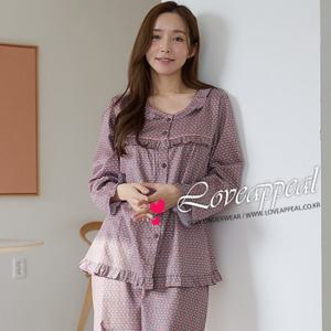 [러브어필] 국산 40수 주자면 핑크 캐주얼 여자잠옷(WC9592)