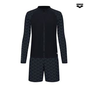 아레나 남자 성인 노블리 레저 집업 래쉬가드 세트A4BM1PC11BLK