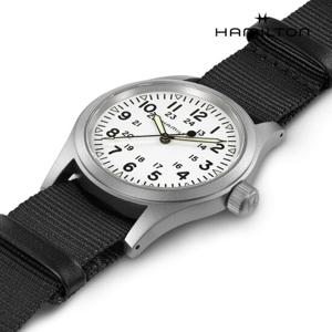 [해밀턴]H69439910 카키필드 메커니컬 38mm 손목시계 화이트 다이얼