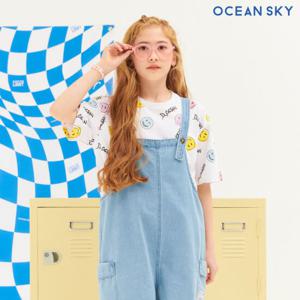[오션스카이] 여아 전판 나염 크롭 티셔츠-CBJG5853D01