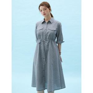 [Melissa] 스탠카라 체크원피스 - 네이비 (ML5371A10R)