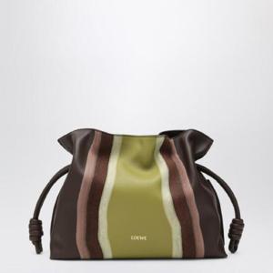 LOEWE Flamenco medium clutch in Chocolate Light Moss A411FC1XCXLERLOEW-0017