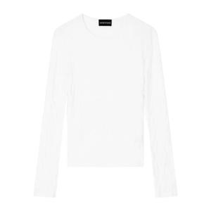 엠포리오아르마니 화이트 라운드 넥 롱 슬리브 티셔츠 EW001240