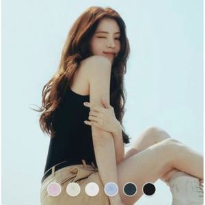 [지오다노]여성 슬림핏 U넥 코튼 스판 민소매 나시 티셔츠 325530