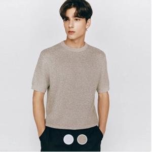 [지오다노]남성 레귤러핏 스티치 라운드 여름 반팔 니트 스웨터 055535
