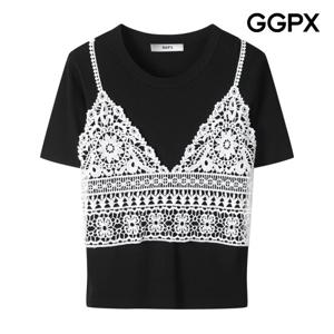[지지피엑스]레이스 뷔스티에 레이어드형 니트 (GP7KP013F)