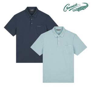 [크로커다일] 세로조직 반팔 카라 티셔츠 CDAA9TS2404