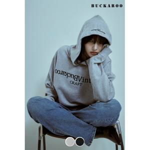 [버커루]남자 오버핏 자수로고 3단쭈리 후드 티셔츠(B245TS150P