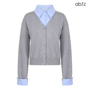 [ab.f.z] 셔츠 카라 배색 레이어드 가디건 (AFZ5MY31A)