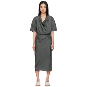르메르 원피스 그레이 랩 스타일 미디 드레스 241646F054006