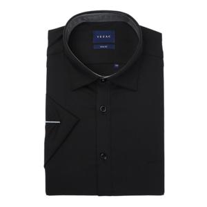 [예작(셔츠)]여름 반팔셔츠 슬림핏 구김적은 스판 블랙 셔츠YJEMBS250BK