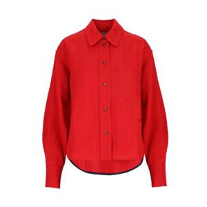 빅토리아 베컴 로고 자수 플리츠 디테일 셔츠 1324WSH005238D CARMINE TP942694600