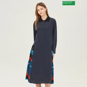 베네통 펭귄 니트 카라 롱 원피스 BAOP54361_BK