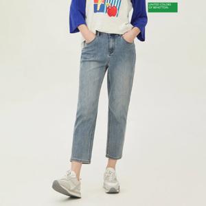 베네통 백 레터링 자수 배기 데님 팬츠 BADP16341_IN