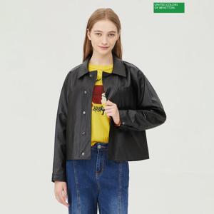 베네통 아웃포켓 레더 자켓 BAJP96361_BK