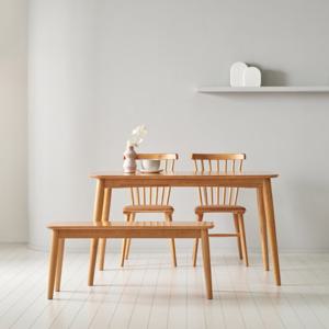 트리플 자연원목 4인식탁세트 (벤치혼합) 130cm T204
